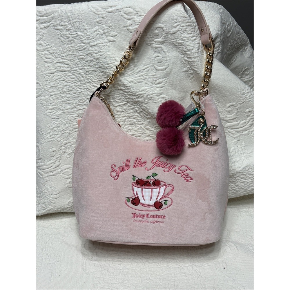 Juicy Couture Sweet Tea Party Hobo Bag Spill the Juicy Tea Pink Clay NWT